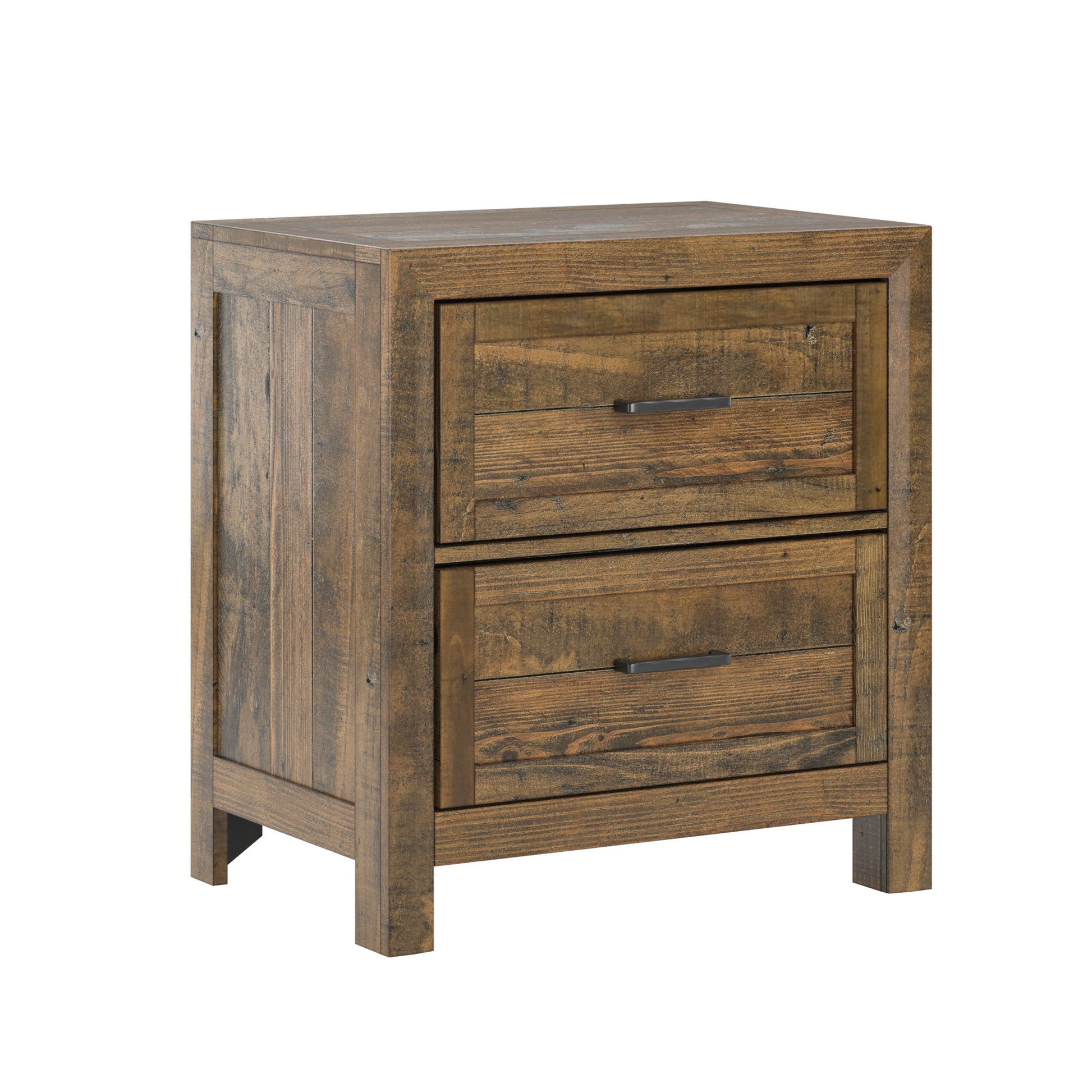 Rustic 2 Drawer Nightstand - Brown - Wood - The Sleep Loft - Online Mattress Showroom NYC
