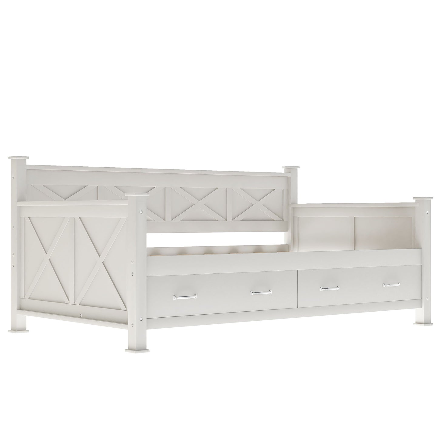 Modern Daybed With 2 Large Drawers, X Shaped Frame - The Sleep Loft - Online Mattress Showroom NYC