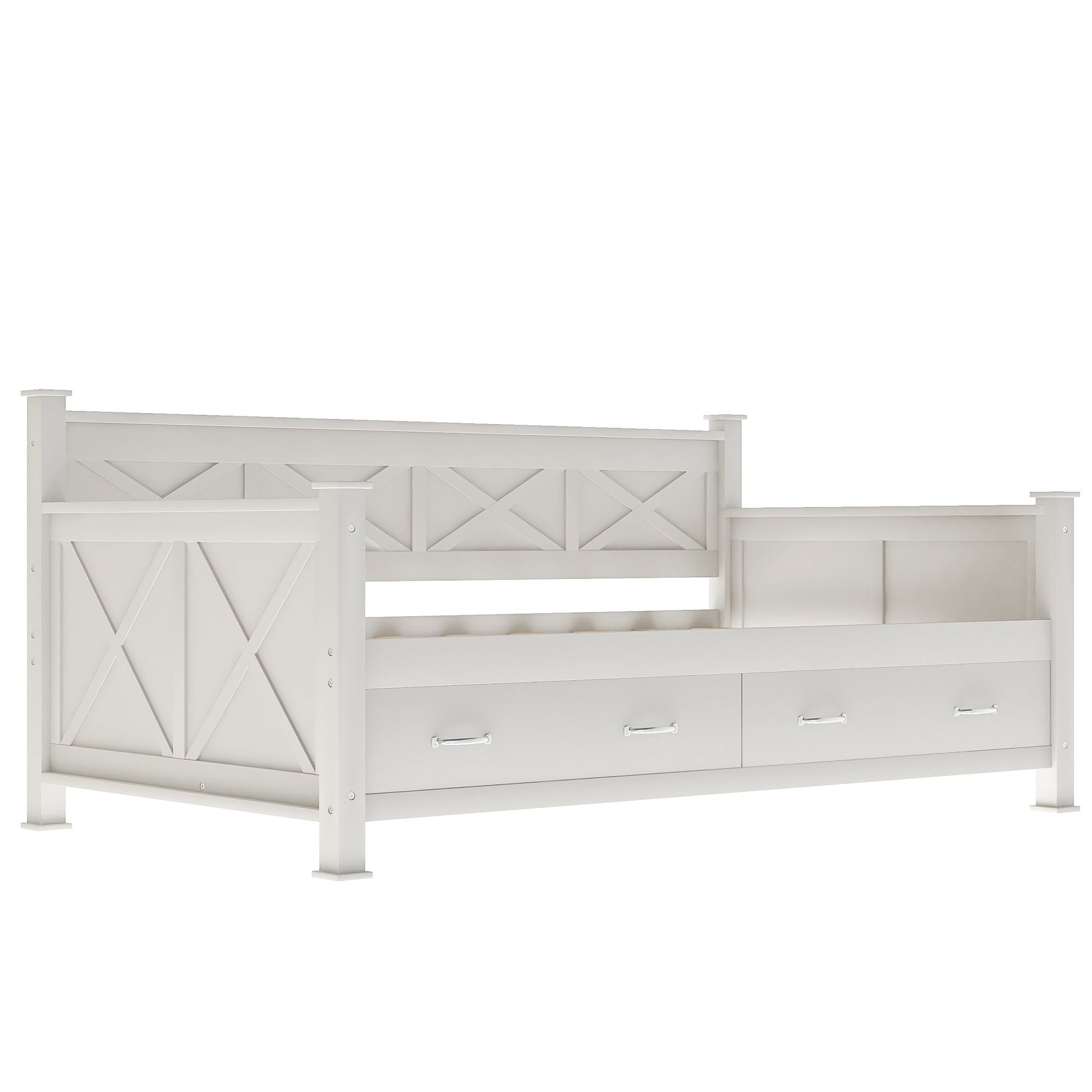 Modern Daybed With 2 Large Drawers, X Shaped Frame - The Sleep Loft - Online Mattress Showroom NYC