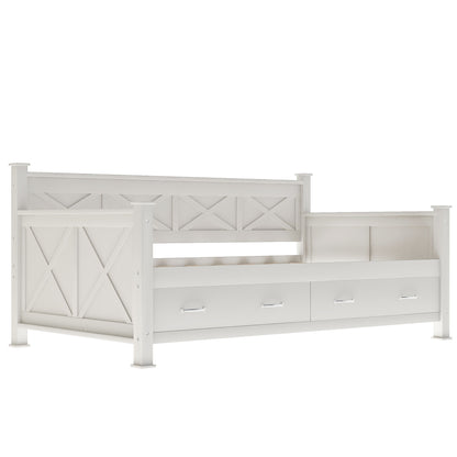 Modern Daybed With 2 Large Drawers, X Shaped Frame - The Sleep Loft - Online Mattress Showroom NYC