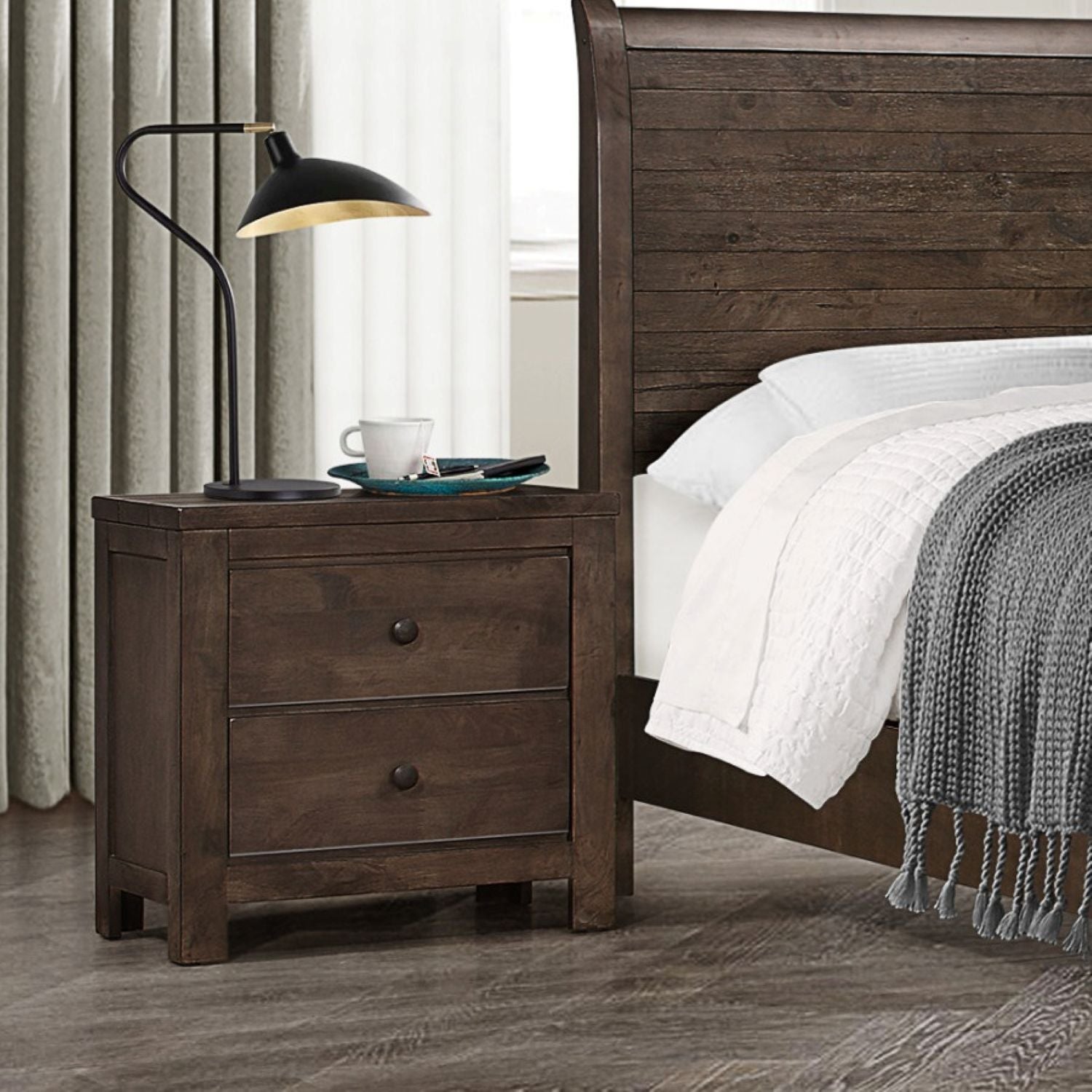 2 Drawer Nightstand - Brown - The Sleep Loft - Online Mattress Showroom NYC