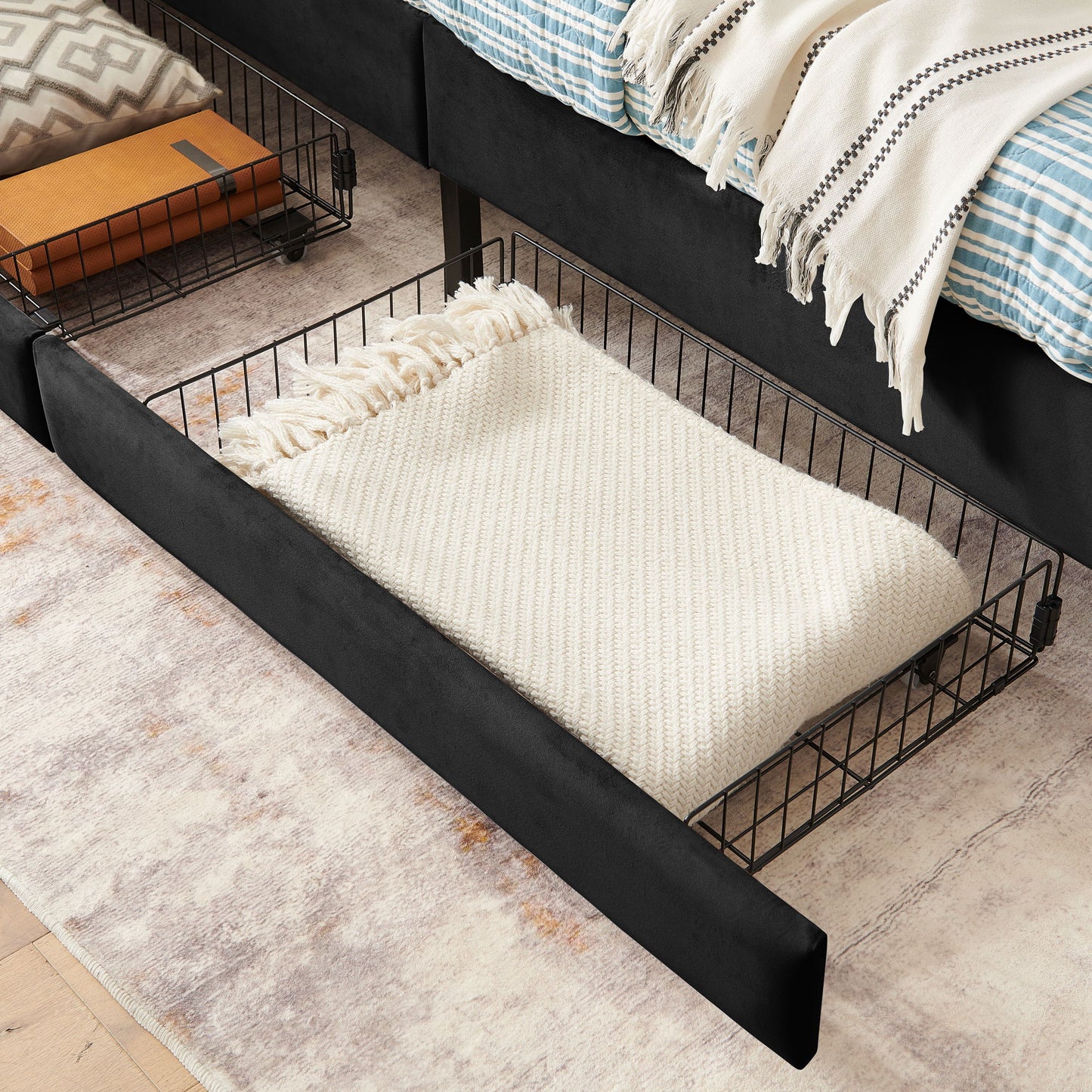Upholstered Platform Bed Frame With 2 Storage Drawers And Adjustable Sofa Bed - The Sleep Loft - Online Mattress Showroom NYC