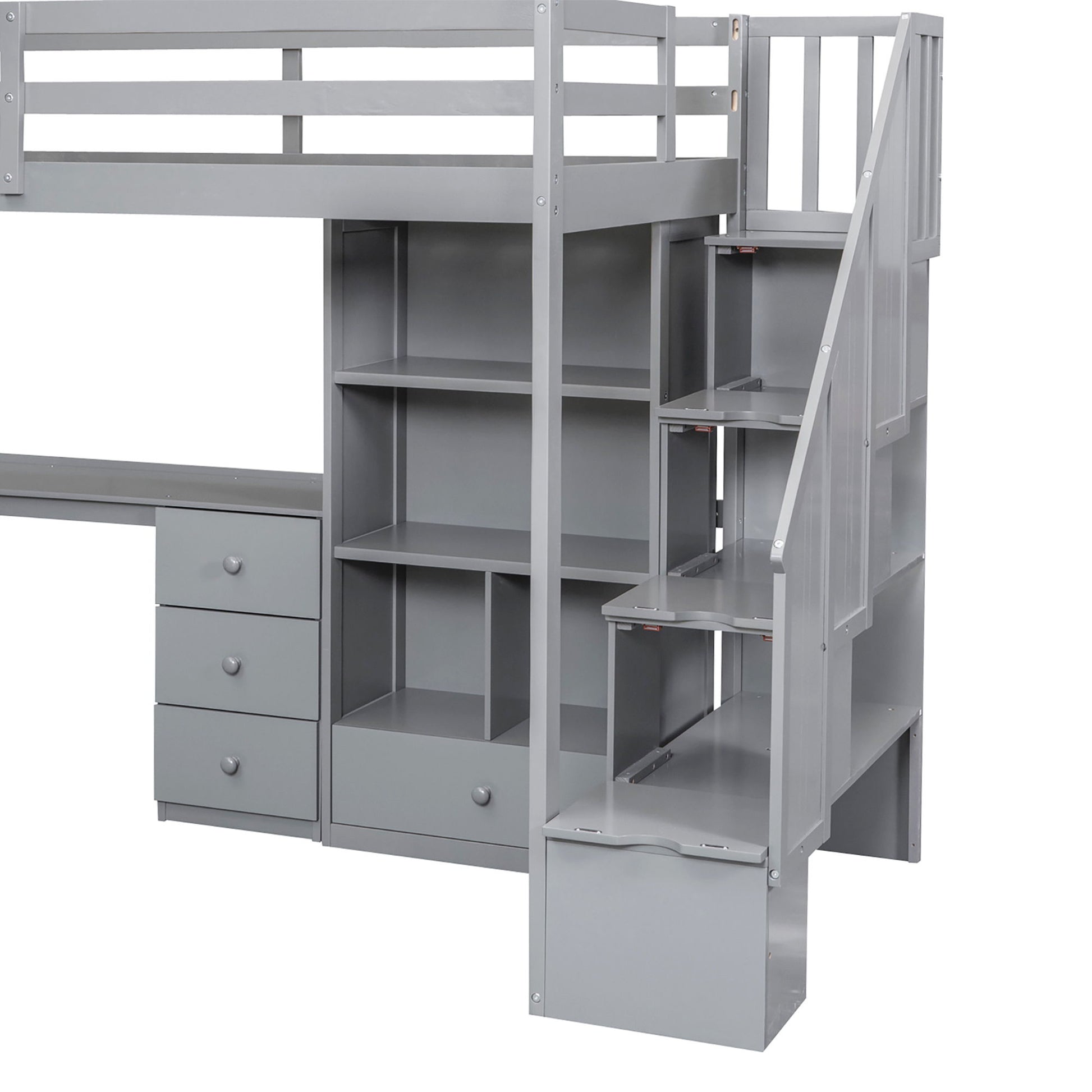 Loft Bed With L Shaped Desk, Drawers, Cabinet, And Storage Staircase - The Sleep Loft - Online Mattress Showroom NYC