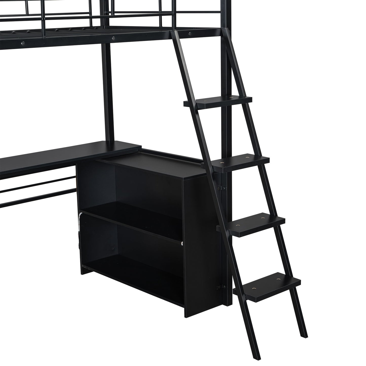 Loft Bed With LED Desk And 4 Storage Shelves - The Sleep Loft - Online Mattress Showroom NYC