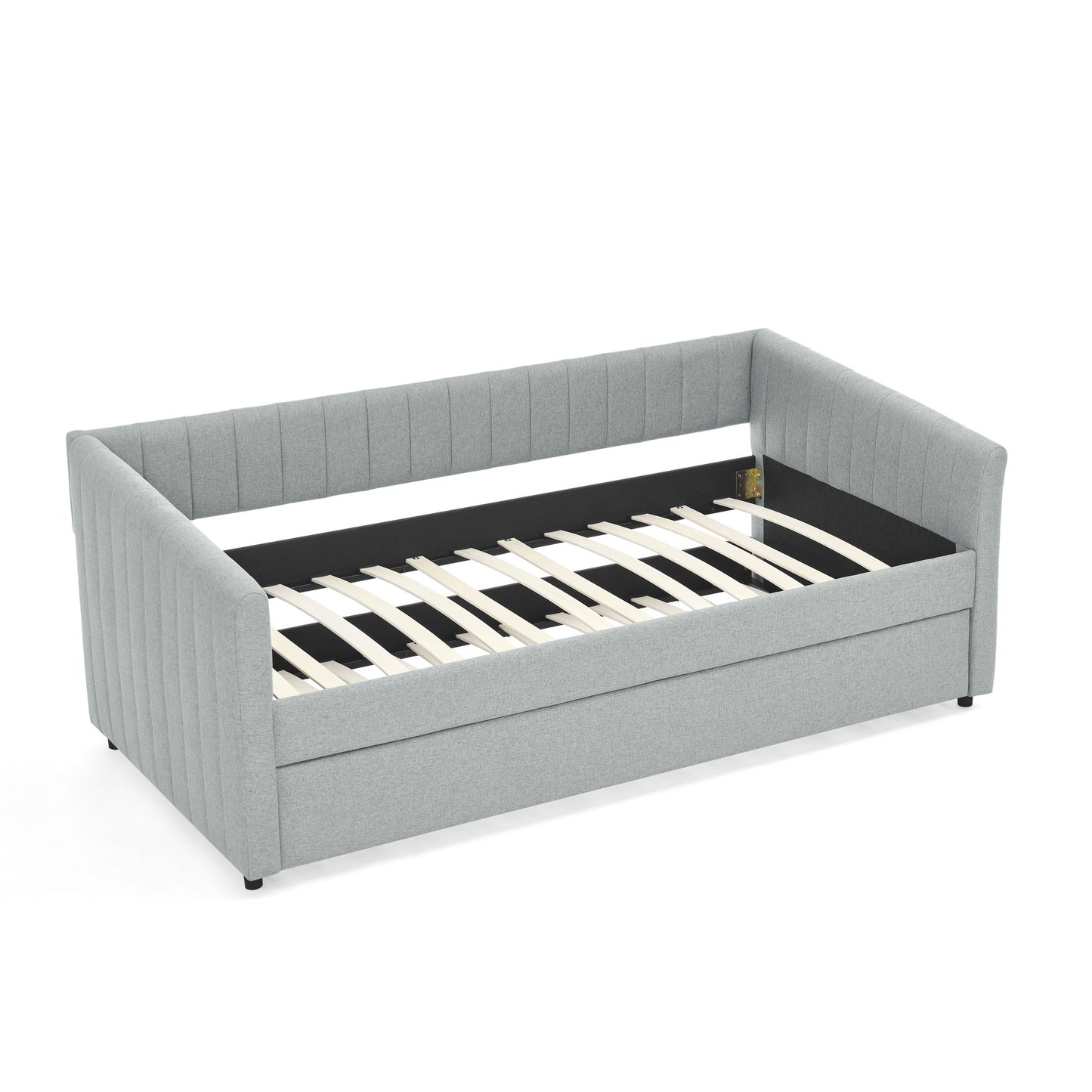 Upholstered Daybed With Trundle With Vertical Stripes - The Sleep Loft - Online Mattress Showroom NYC