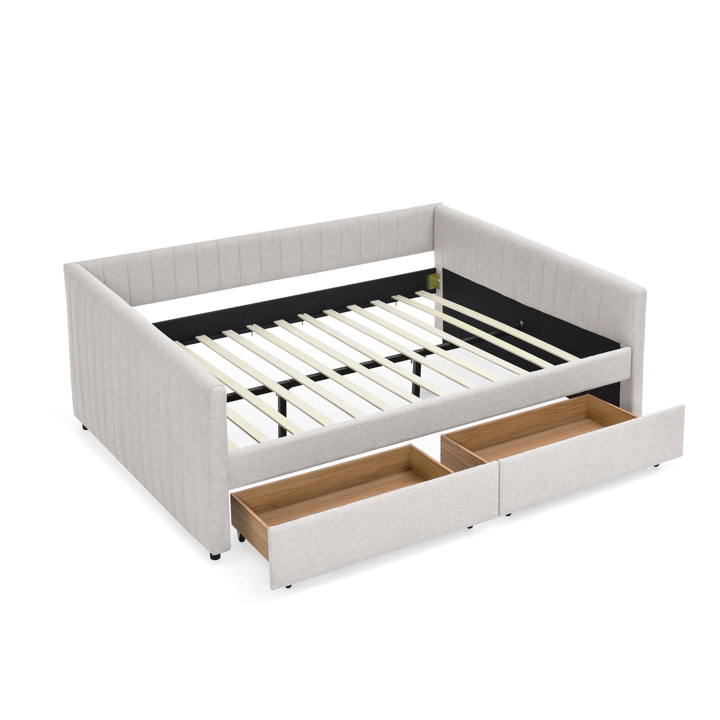 Upholstered Queen Daybed With 2 Drawers - The Sleep Loft - Online Mattress Showroom NYC