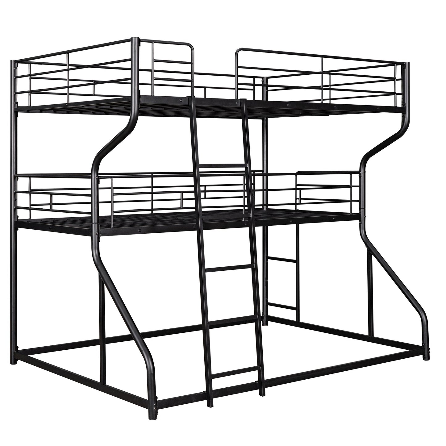 Industrial Triple Bunk Bed With Dual Ladders Frame, Space Saving Design - The Sleep Loft - Online Mattress Showroom NYC