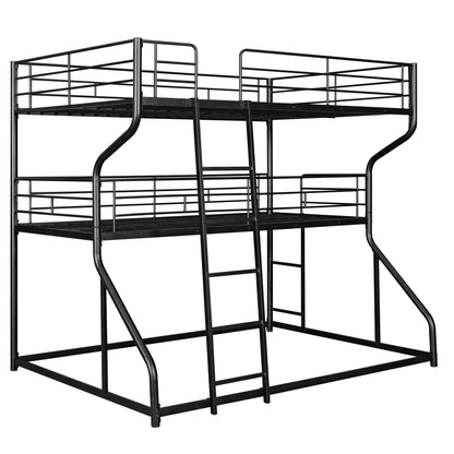 Industrial Triple Bunk Bed With Dual Ladders Frame, Space Saving Design - The Sleep Loft - Online Mattress Showroom NYC