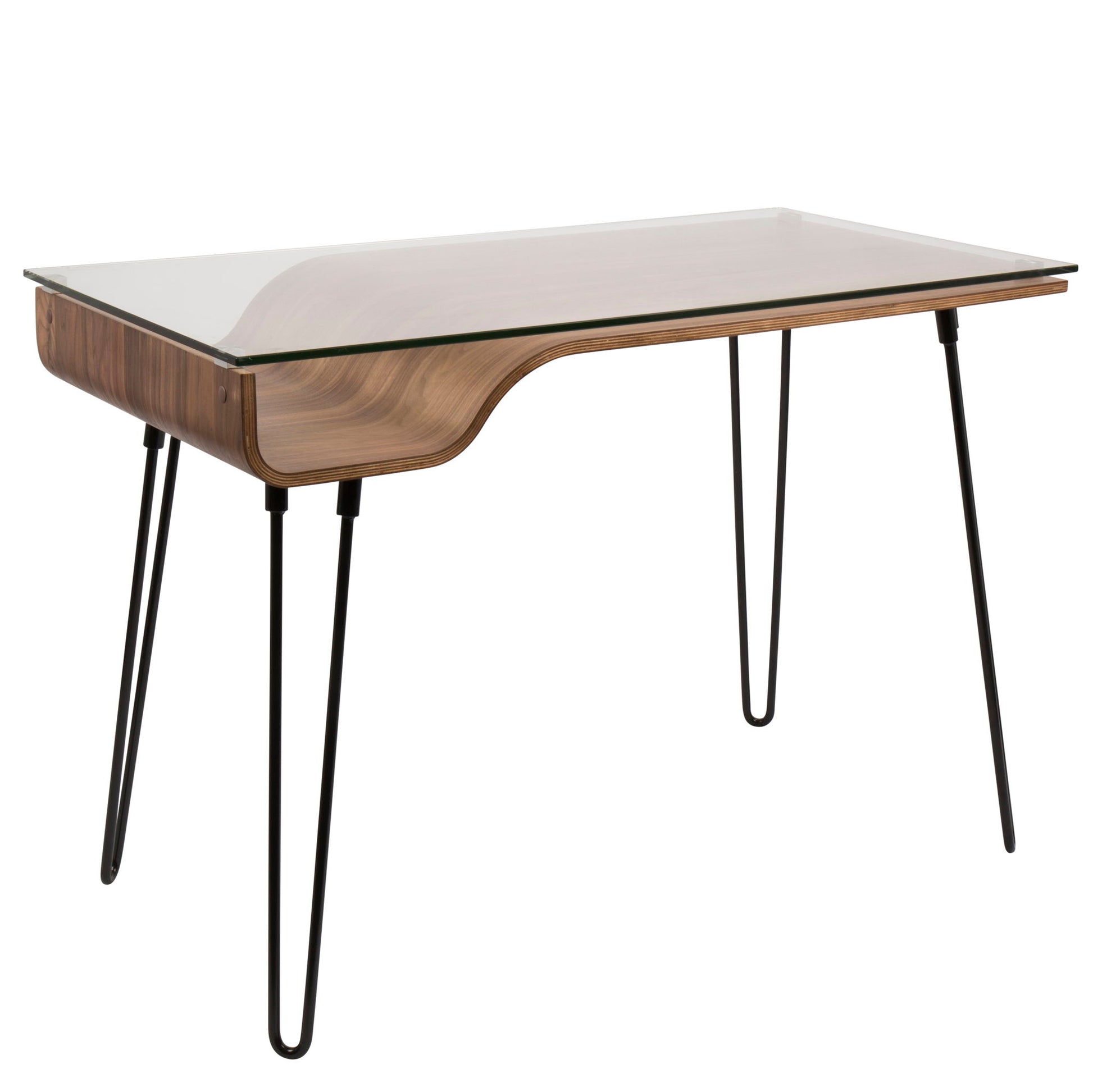 Avery - Mid-Century Modern Desk - Walnut / Clear / Black - The Sleep Loft - Online Mattress Showroom NYC