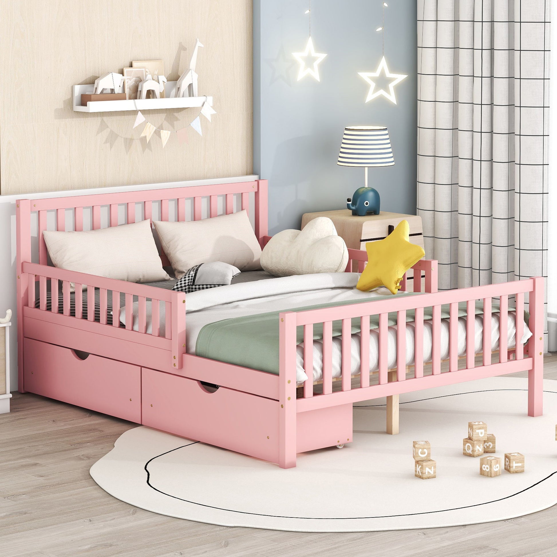 Platform Bed With Guardrails On Both Sides And 2 Storage Drawers - The Sleep Loft - Online Mattress Showroom NYC