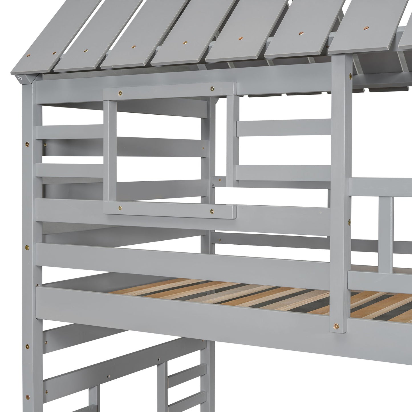 House Bunk Bed With Trundle, Storage Staircase, Roof And Window Design - The Sleep Loft - Online Mattress Showroom NYC