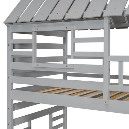 House Bunk Bed With Trundle, Storage Staircase, Roof And Window Design - The Sleep Loft - Online Mattress Showroom NYC