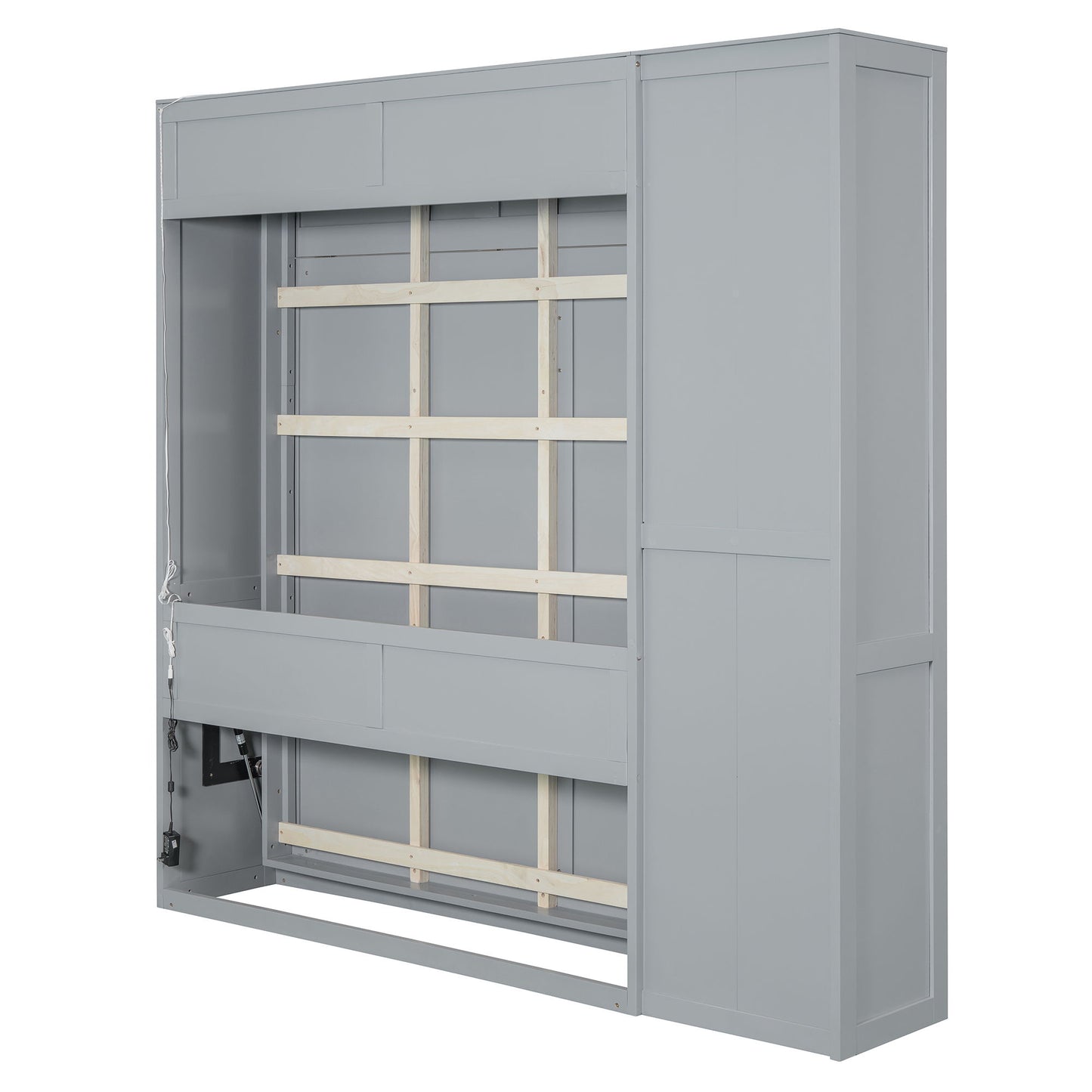 Murphy Wall Bed With Shelves, Wardrobe And LED Lights - The Sleep Loft - Online Mattress Showroom NYC