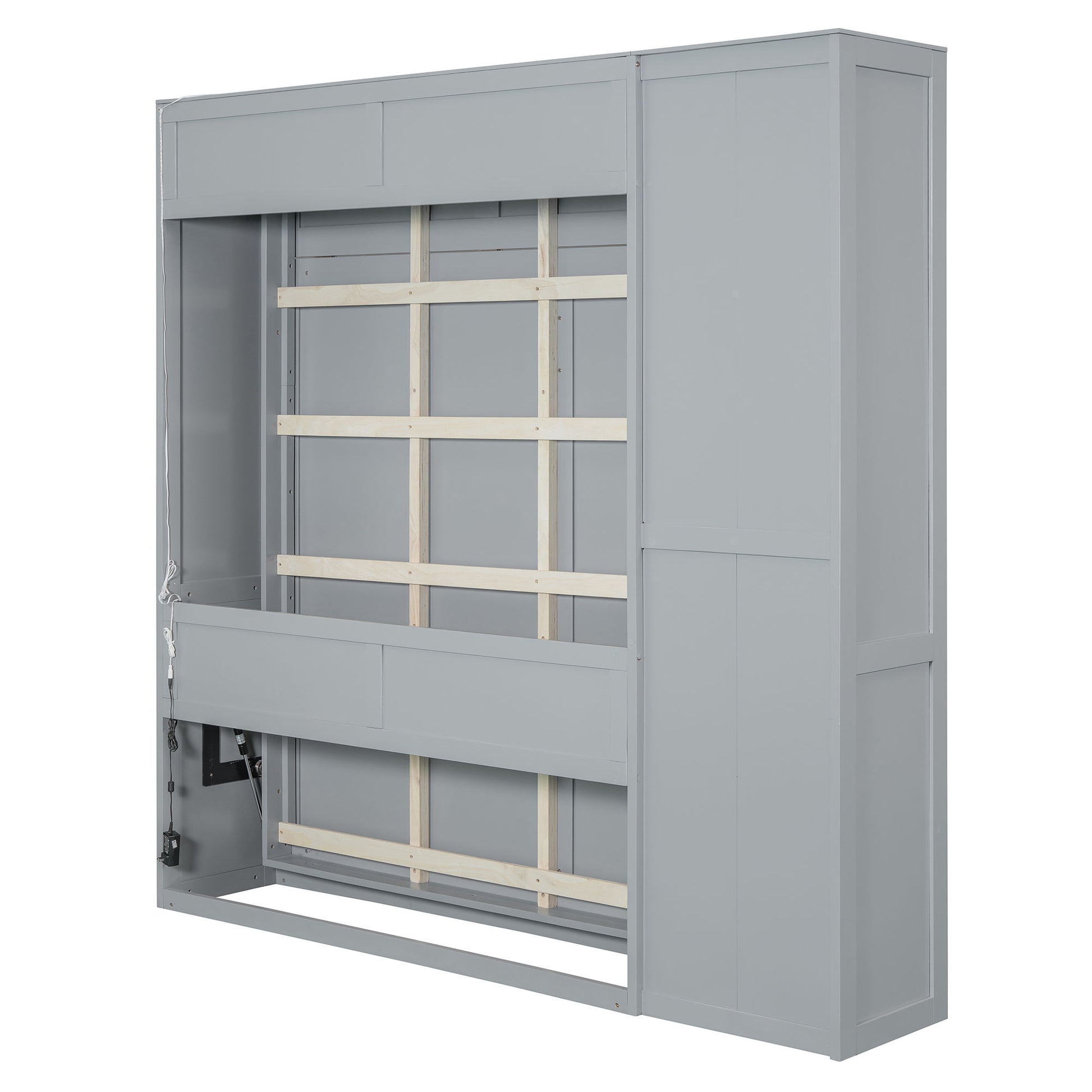 Murphy Wall Bed With Shelves, Wardrobe And LED Lights - The Sleep Loft - Online Mattress Showroom NYC