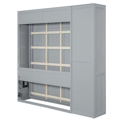 Murphy Wall Bed With Shelves, Wardrobe And LED Lights - The Sleep Loft - Online Mattress Showroom NYC