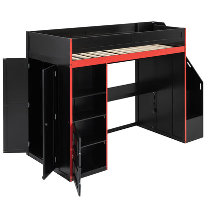 Gaming Loft Bed With Desk And Storage, LED Lights - The Sleep Loft - Online Mattress Showroom NYC