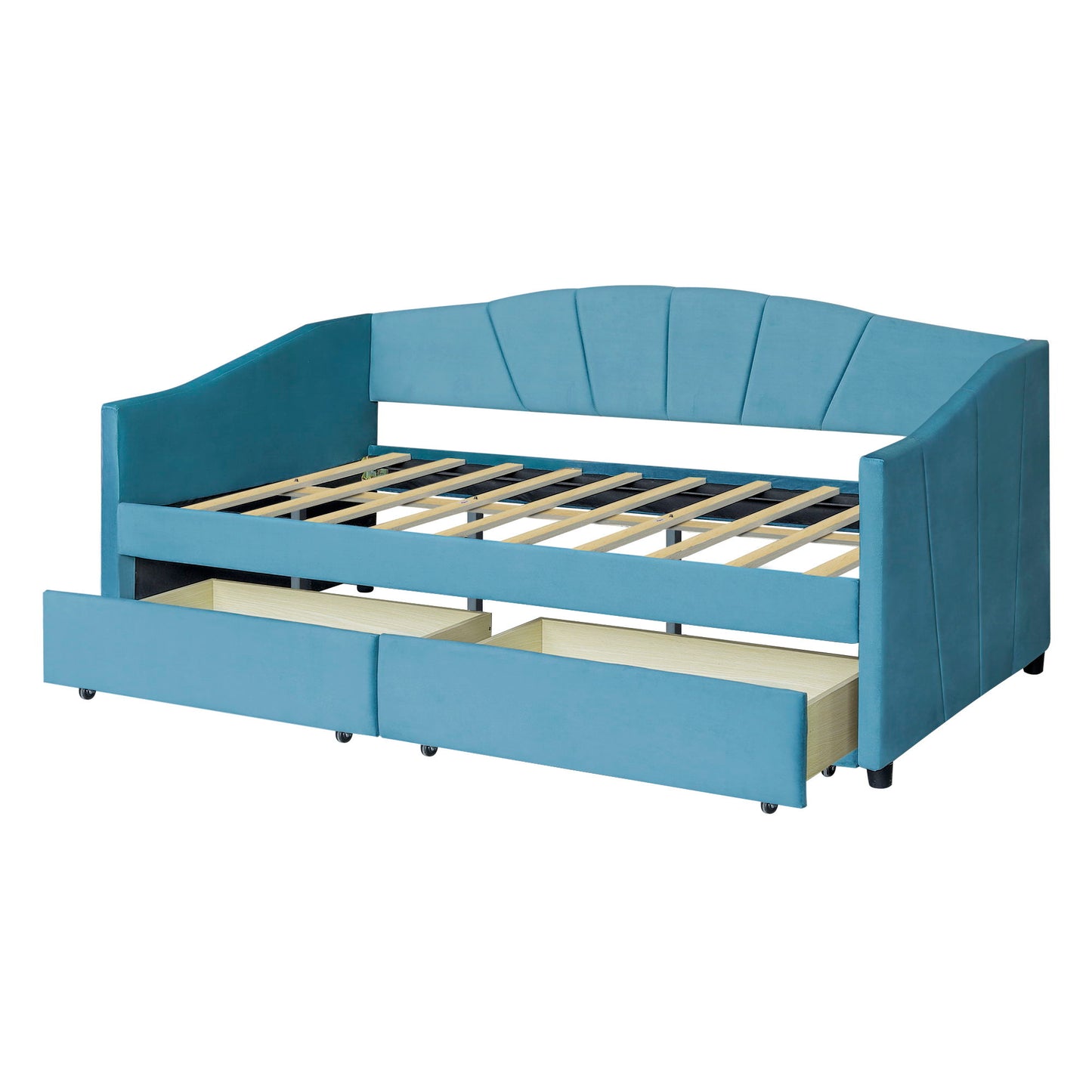Upholstered Daybed With Two Drawers And Wood Slat - The Sleep Loft - Online Mattress Showroom NYC