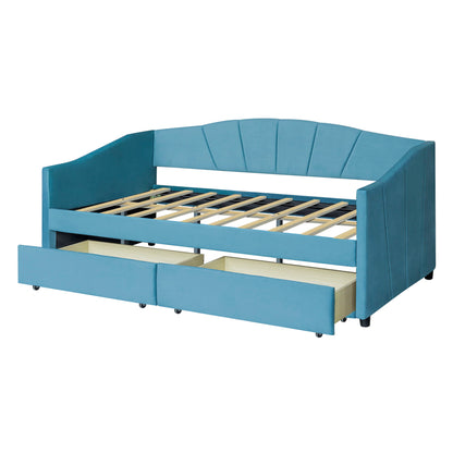 Upholstered Daybed With Two Drawers And Wood Slat - The Sleep Loft - Online Mattress Showroom NYC