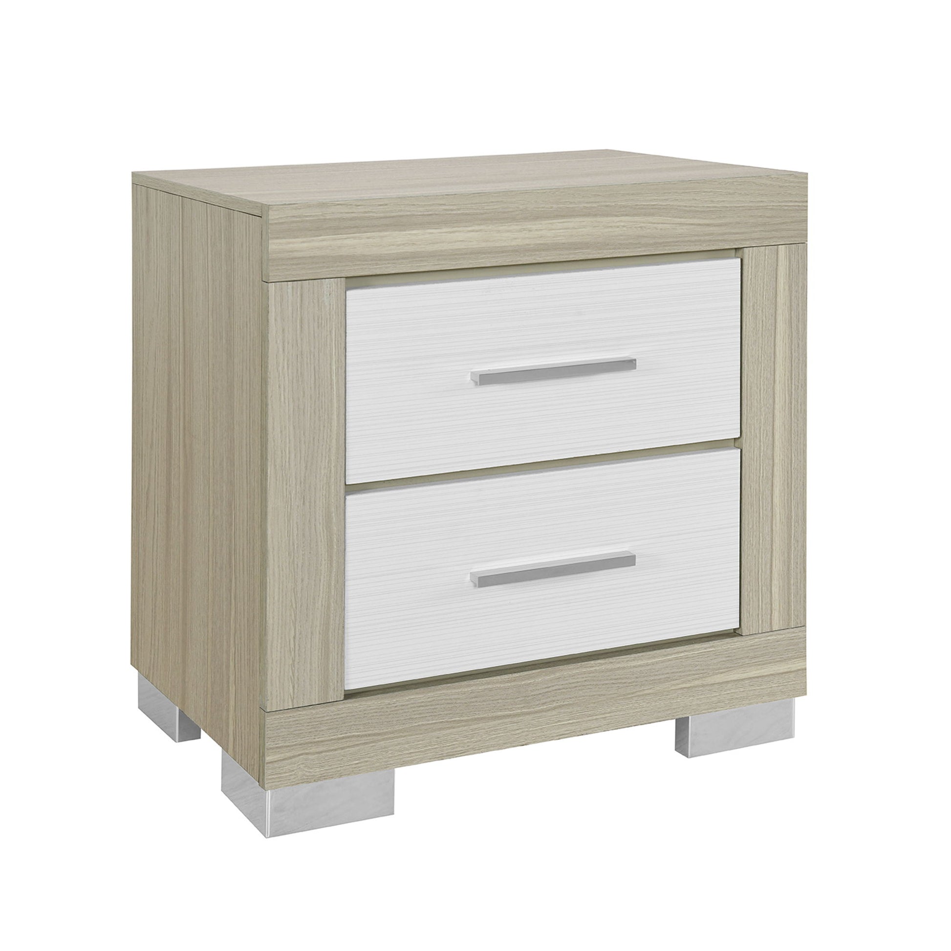 Elsa - 2 Toned Nightstand With Bar Handle And Spacious Drawers - The Sleep Loft - Online Mattress Showroom NYC
