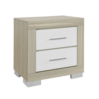 Elsa - 2 Toned Nightstand With Bar Handle And Spacious Drawers - The Sleep Loft - Online Mattress Showroom NYC