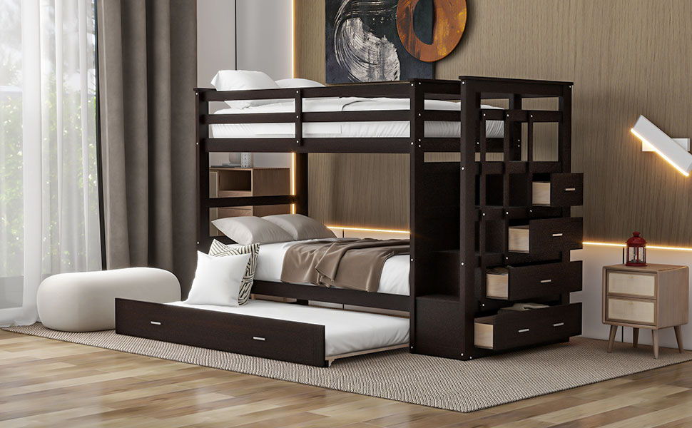 Bunk Bed With Trundle And Staircase - The Sleep Loft - Online Mattress Showroom NYC