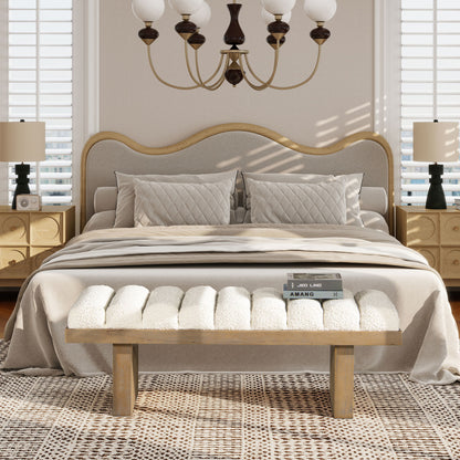 Bella - Upholstered Modern Accent Bench - Ivory White - The Sleep Loft - Online Mattress Showroom NYC