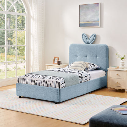 Upholstered Bed With Oversized Rabbit Ear Headboard, LED Lights & 4 Storage Drawers - The Sleep Loft - Online Mattress Showroom NYC