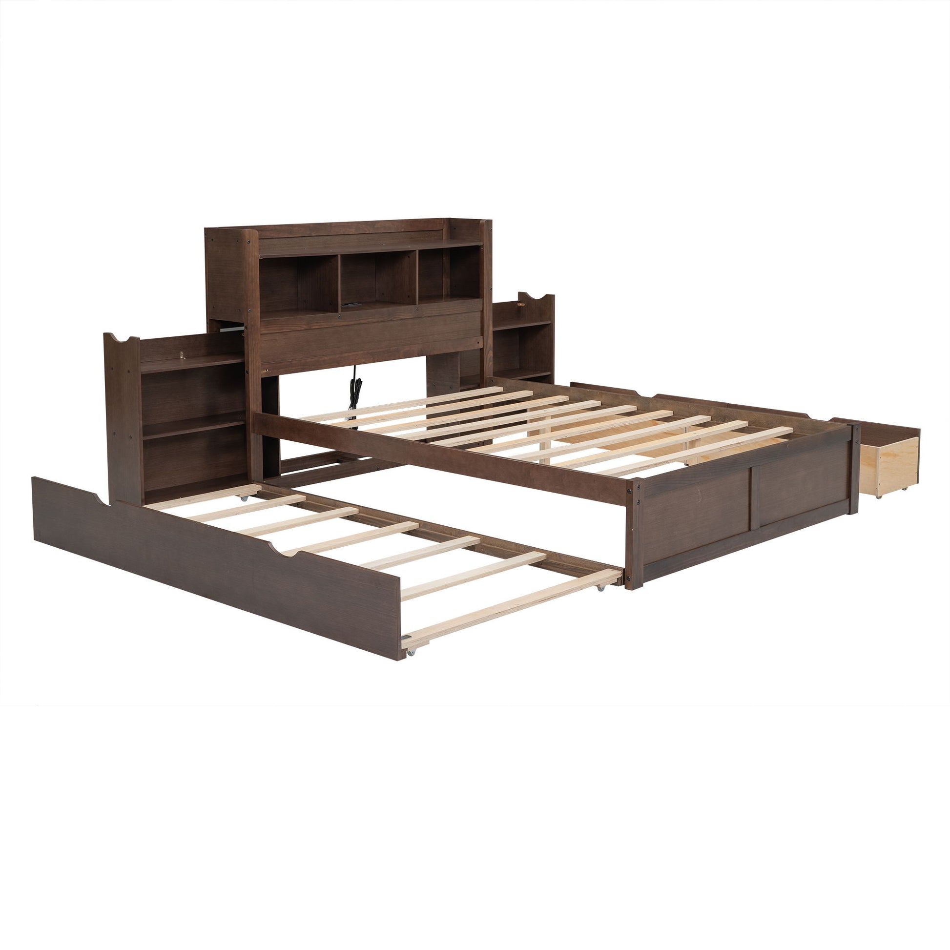 Storage Platform Bed With Pull Out Shelves, Trundle, And 2 Drawers - The Sleep Loft - Online Mattress Showroom NYC