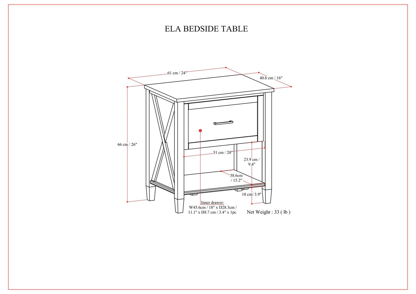 Ela - Bedside Table - Smoky Brown - The Sleep Loft - Online Mattress Showroom NYC