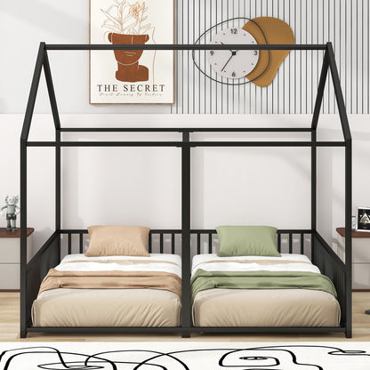 House Platform Beds, 2 Shared Beds, Metal Frame With Guardrails - The Sleep Loft - Online Mattress Showroom NYC