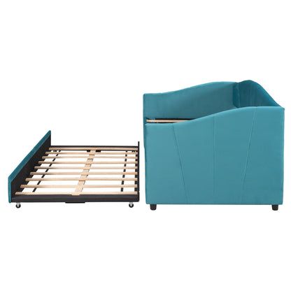 Upholstered Daybed Sofa Bed With Trundle Bed And Wood Slat - The Sleep Loft - Online Mattress Showroom NYC