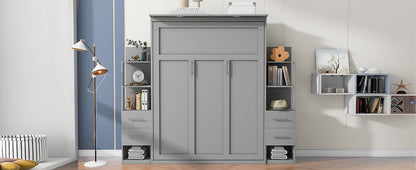 Murphy Wall Bed With Shelves, Drawers And LED Lights - The Sleep Loft - Online Mattress Showroom NYC