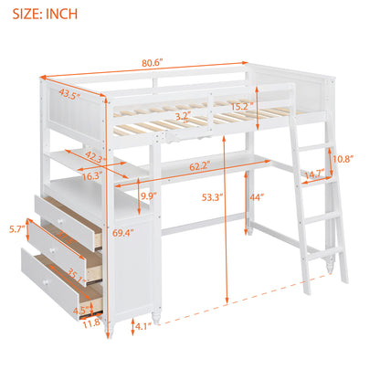 Loft Bed With Drawers With Desk And Shelves - The Sleep Loft - Online Mattress Showroom NYC