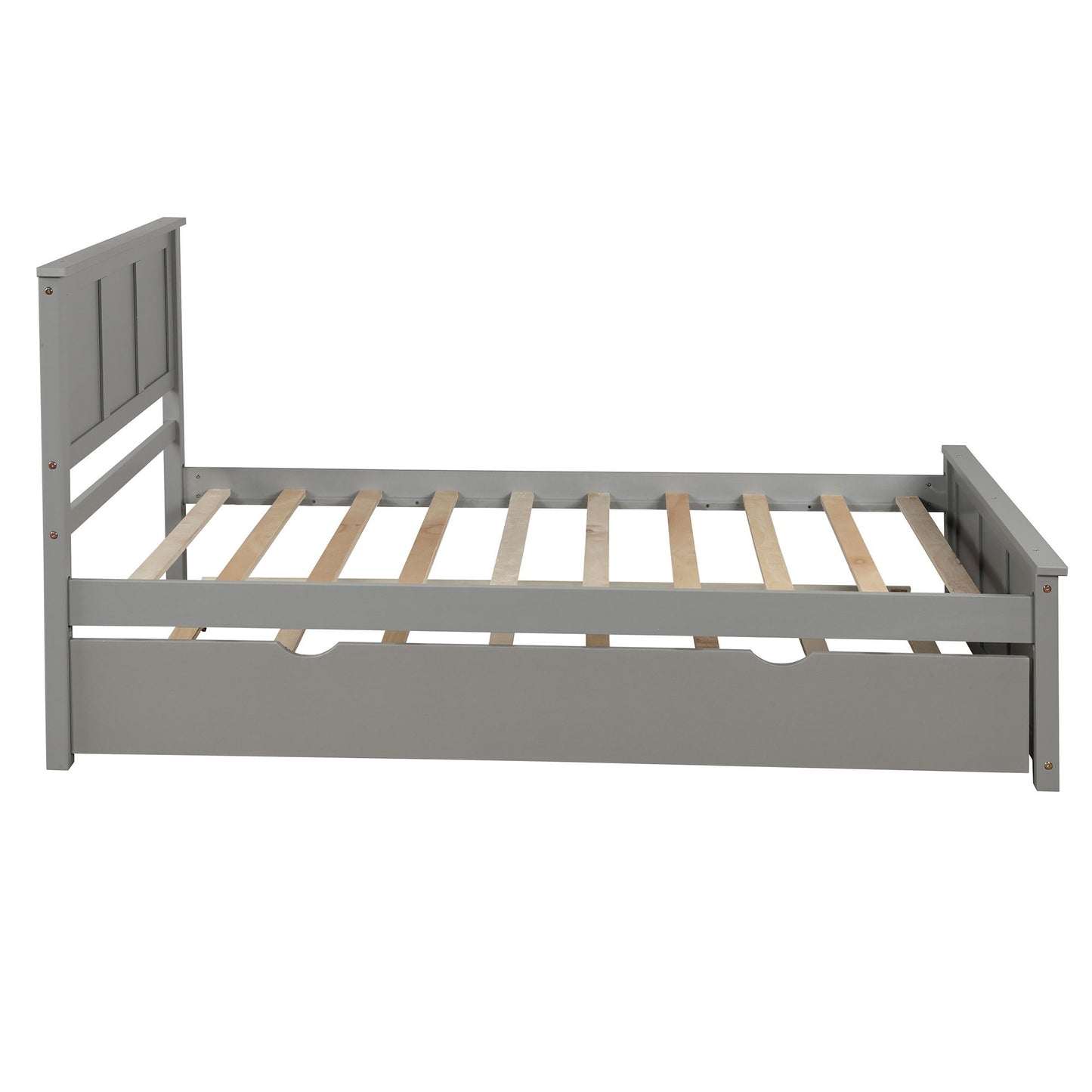 Platform Bed With Twin Trundle And Frame, Twin Size - Gray - The Sleep Loft - Online Mattress Showroom NYC