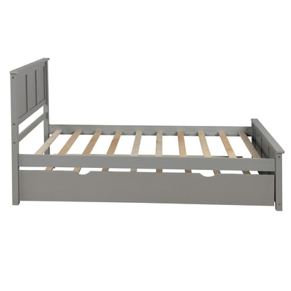 Platform Bed With Twin Trundle And Frame, Twin Size - Gray - The Sleep Loft - Online Mattress Showroom NYC