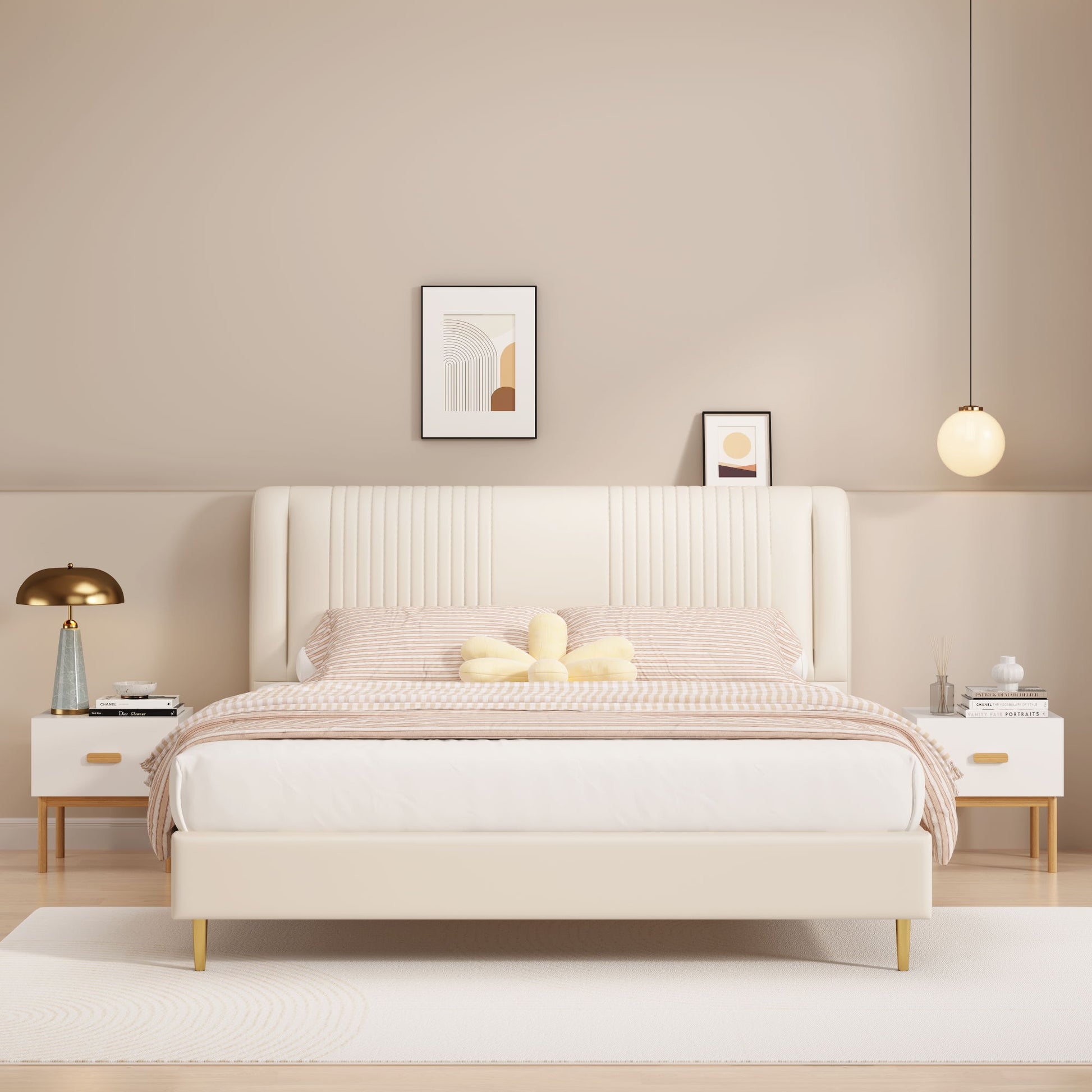 Nightstand With Drawer, Minimalist Bedside Table With Handle For Bedroom - White - The Sleep Loft - Online Mattress Showroom NYC