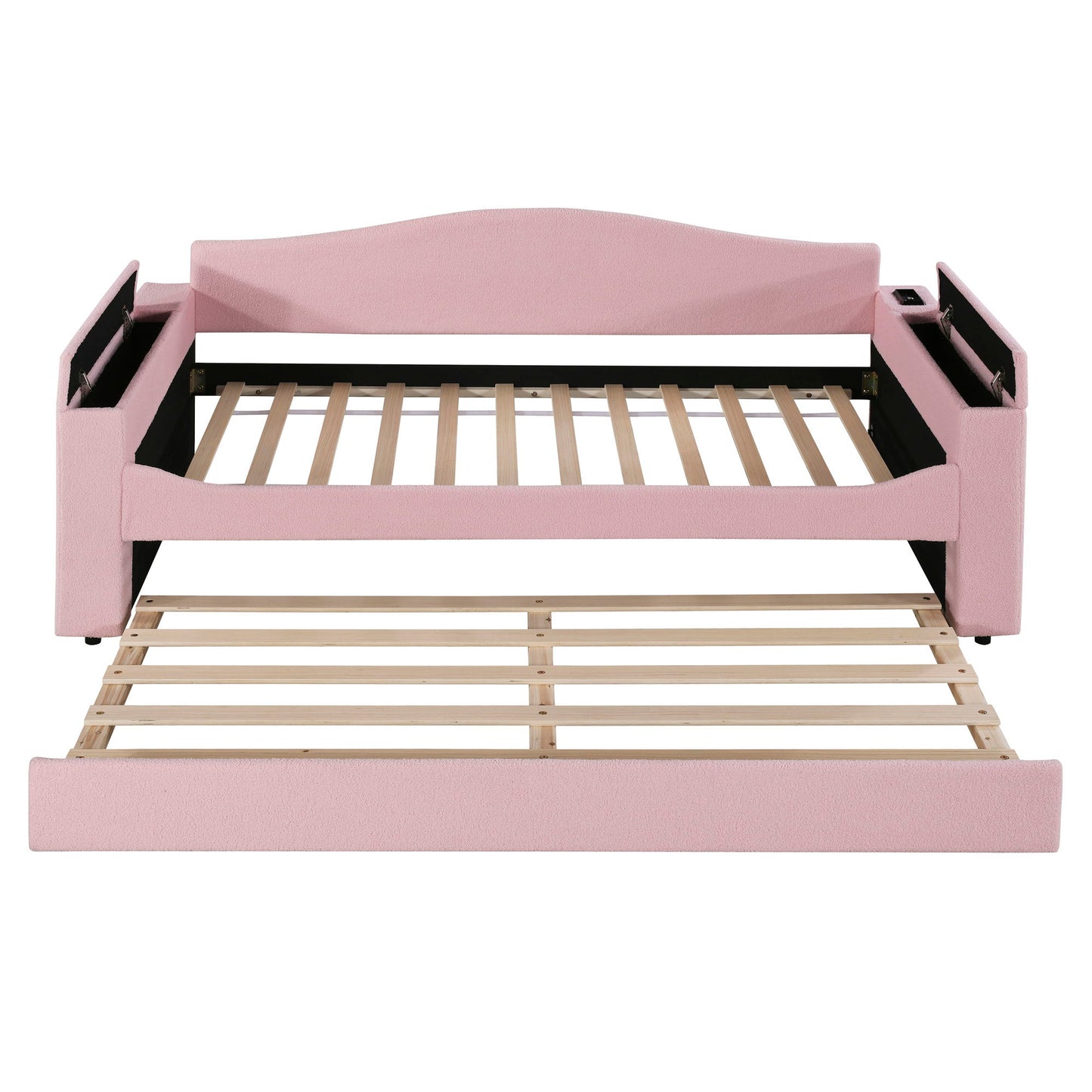 Upholstered Daybed With Storage Armrests, Trundle And Latest Integrated tooth Audio System - The Sleep Loft - Online Mattress Showroom NYC