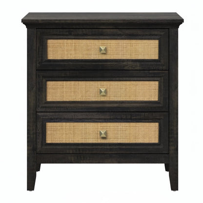 Nightstand With 3 Drawers, Tall End Table - Brown