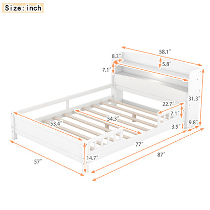 Wood Platform Bed With Built In LED Light, Storage Headboard And Guardrail - The Sleep Loft - Online Mattress Showroom NYC