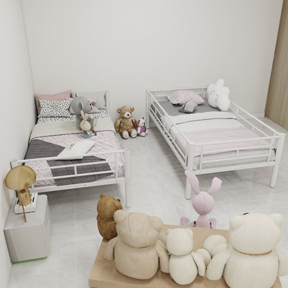 Metal Bunk Bed For Kids, Convertible Bedframe With Ladders & Guardrail - The Sleep Loft - Online Mattress Showroom NYC