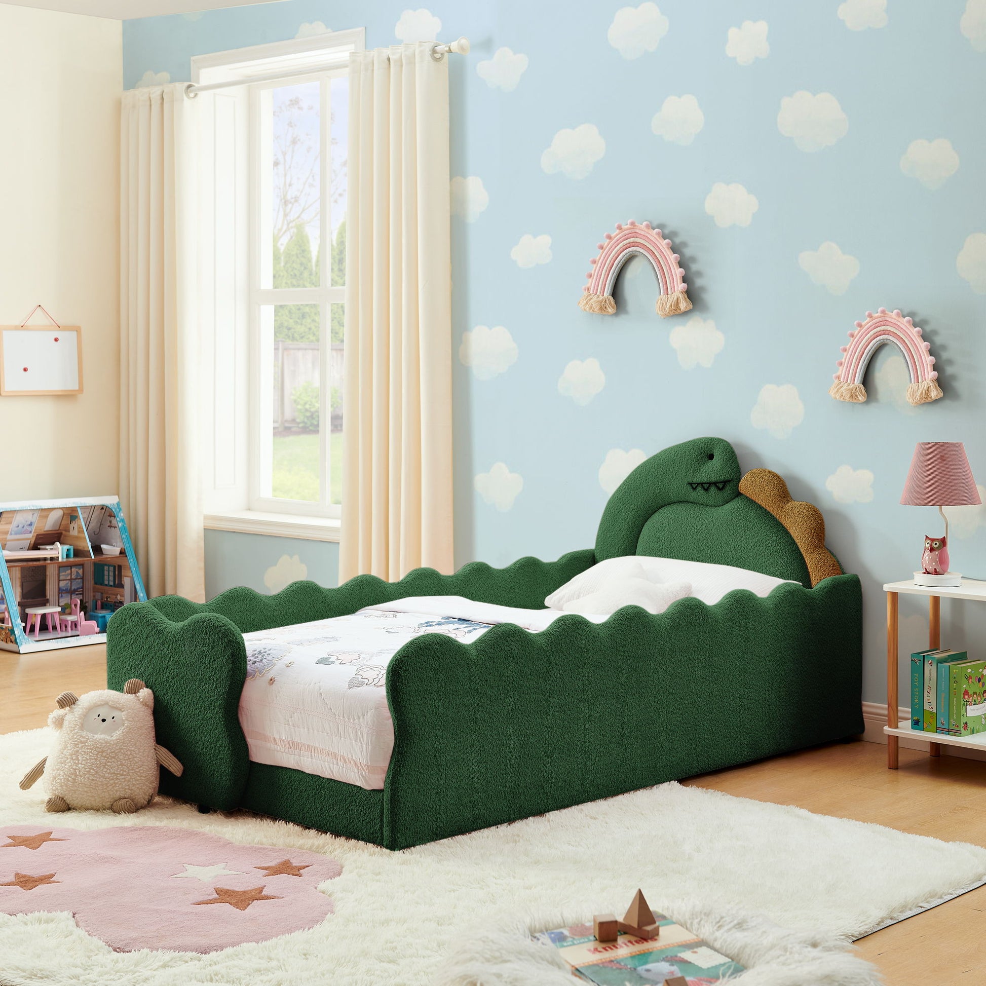 Cute Dinosaur Shaped Bed With Safety Guardrail, Toddler Frame - The Sleep Loft - Online Mattress Showroom NYC