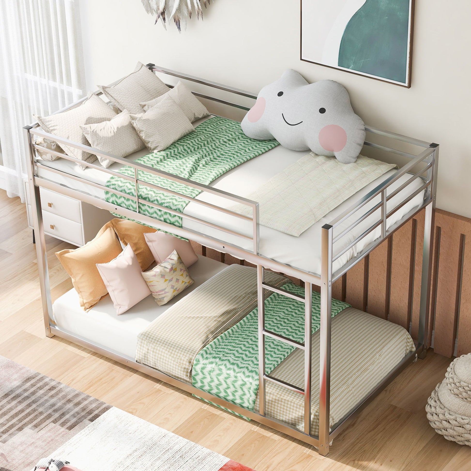 Metal Bunk Bed, Low Bunk Bed With Ladder - The Sleep Loft - Online Mattress Showroom NYC
