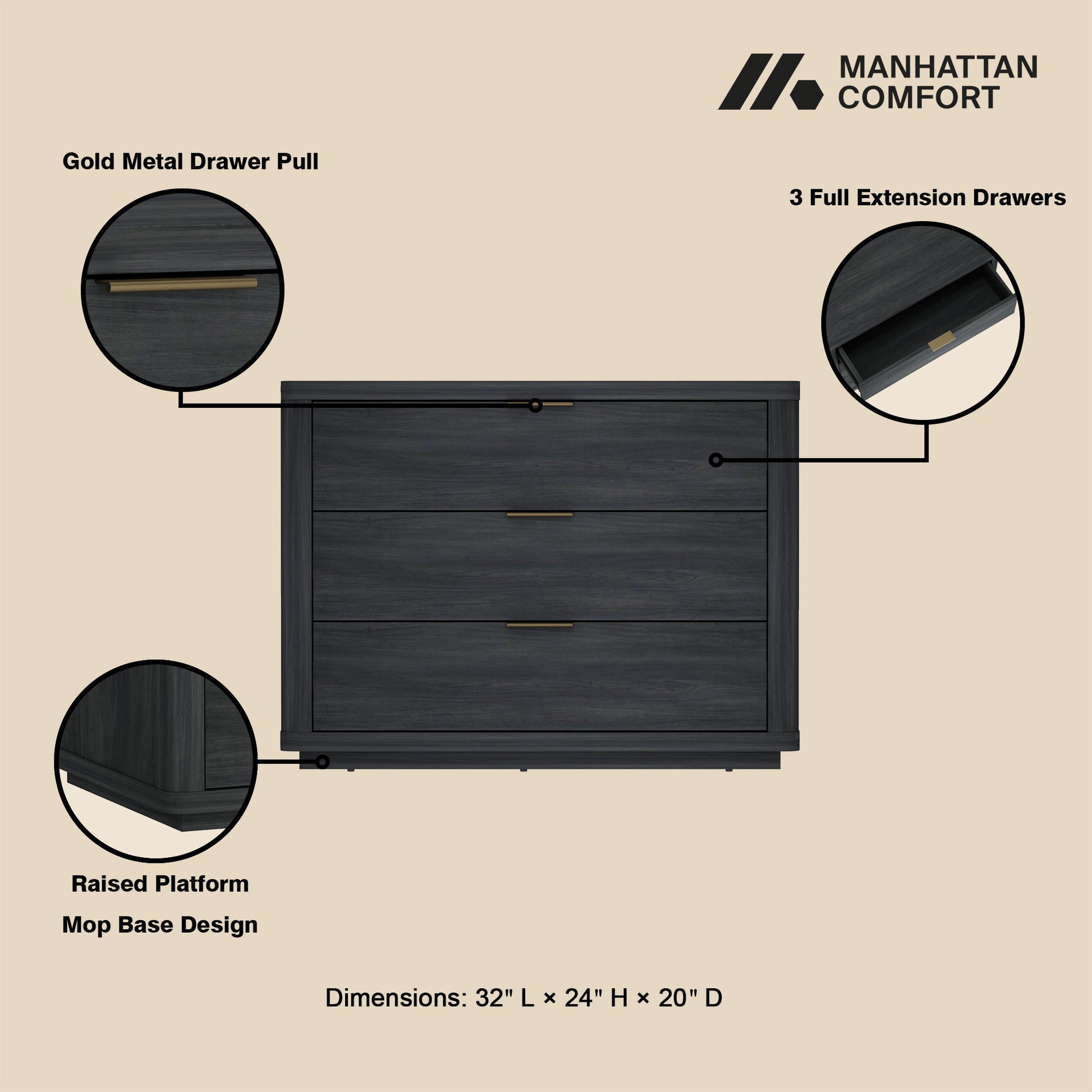 Evelyn - Nightstand - The Sleep Loft - Online Mattress Showroom NYC