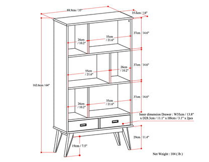 Draper - Mid Century Wide Bookcase And Storage Unit - The Sleep Loft - Online Mattress Showroom NYC