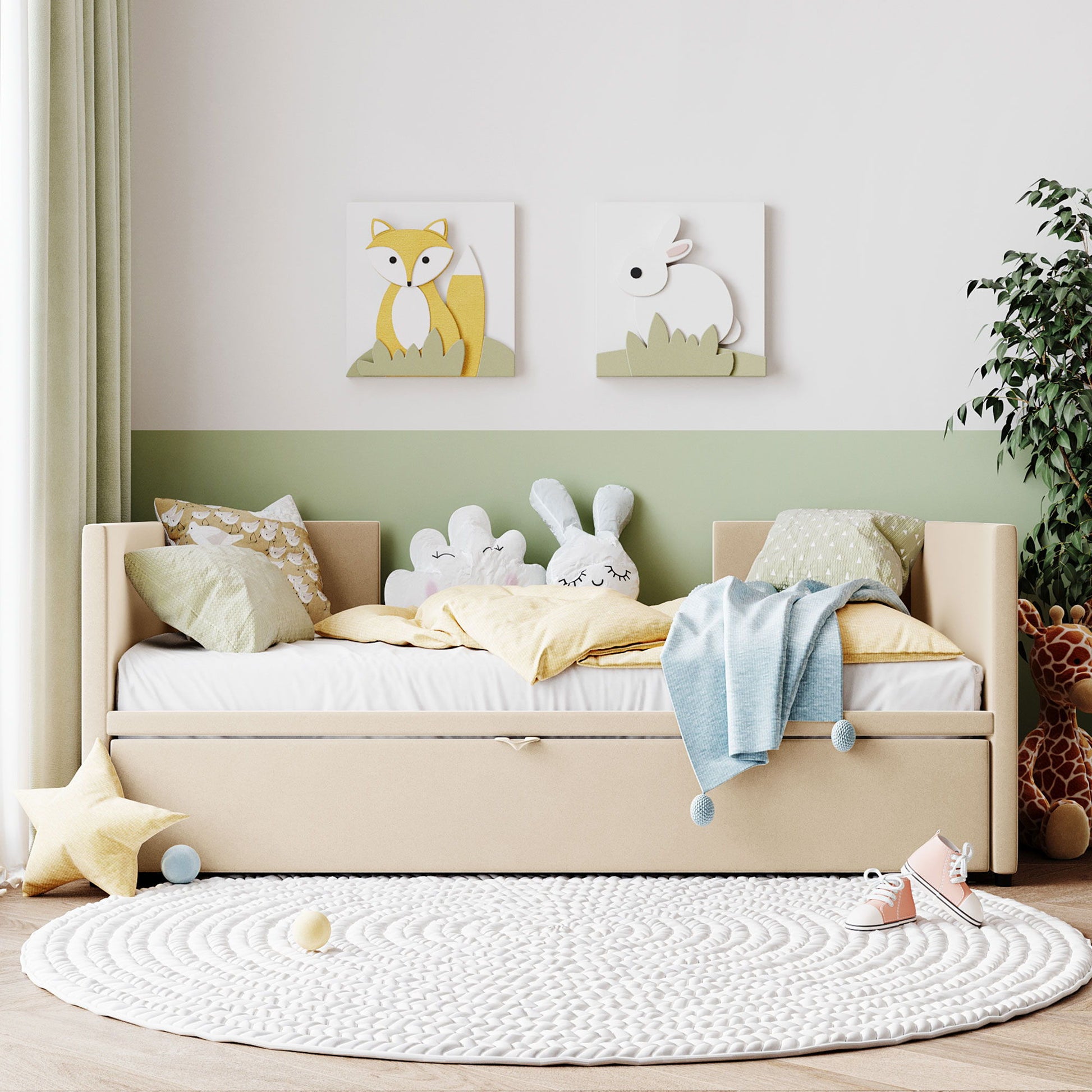Twin Size Upholstered Daybed With Pop Up Trundle - The Sleep Loft - Online Mattress Showroom NYC