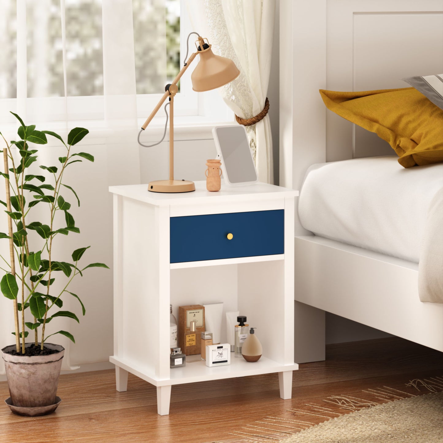 Nightstand With 1 Drawer 1 Shelf - The Sleep Loft - Online Mattress Showroom NYC