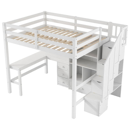 Loft Bed & L Shaped Desk, Drawers, Cabinet, And Storage Staircase - The Sleep Loft - Online Mattress Showroom NYC