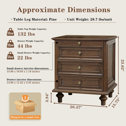 Farmhouse Nightstand With 4 Drawers
