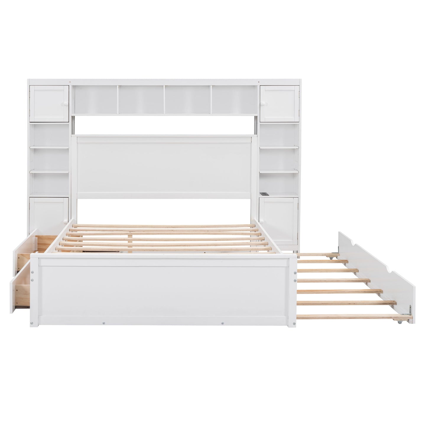 Bed With All In One Cabinet, Shelf And Sockets, Twin Long Trundle - The Sleep Loft - Online Mattress Showroom NYC