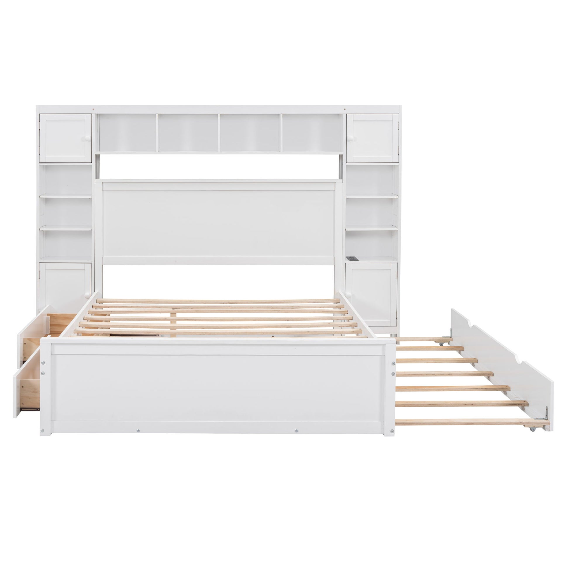 Bed With All In One Cabinet, Shelf And Sockets, Twin Long Trundle - The Sleep Loft - Online Mattress Showroom NYC